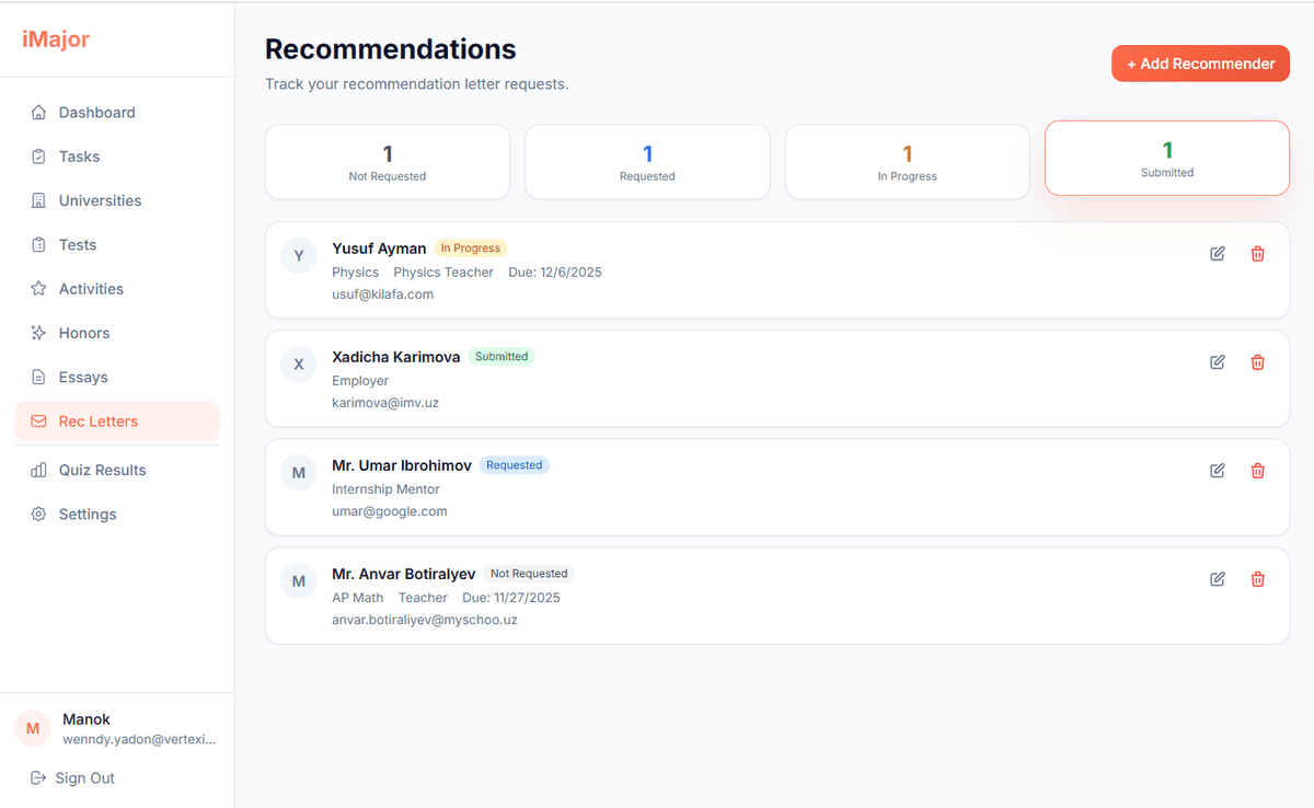 Recommendation Letters